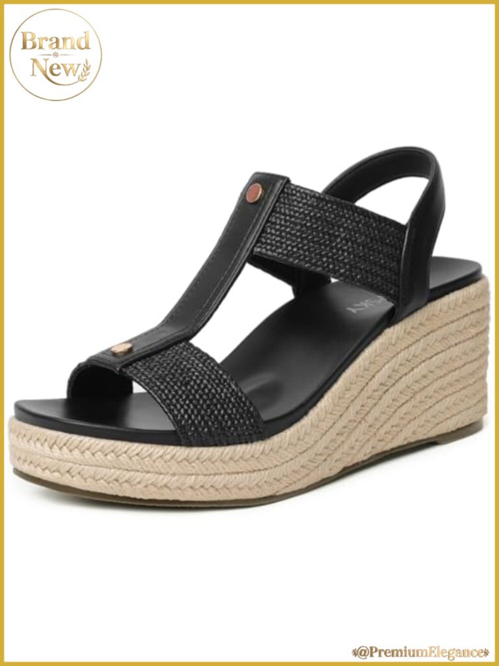 Wedge Sandals Open Toe Ankle Strap Faux Leather Espadrille Platform Shoes